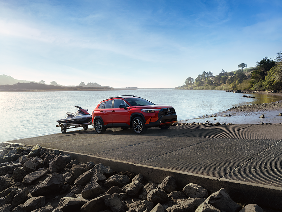 Toyota Corolla Cross towing a jet ski