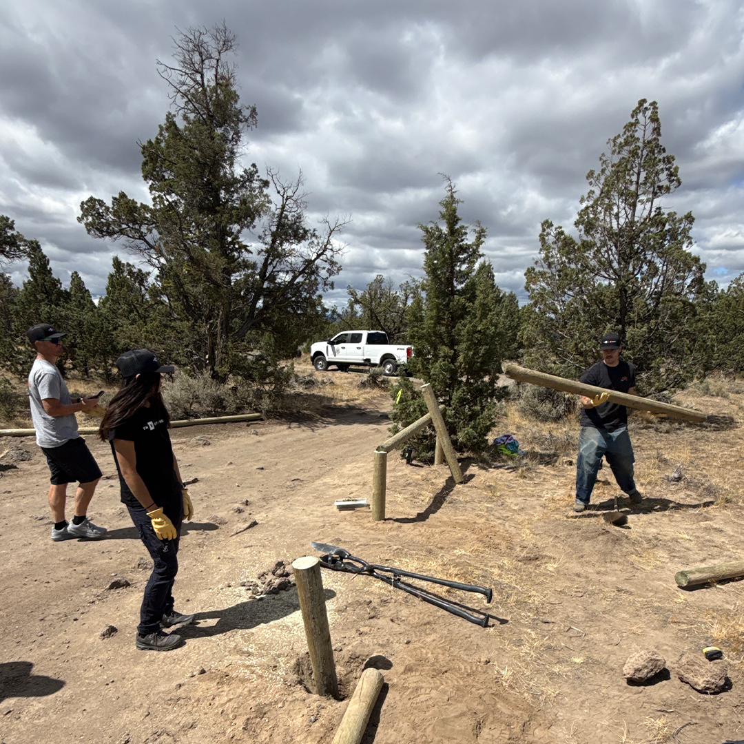 Group of people building an off-road trail