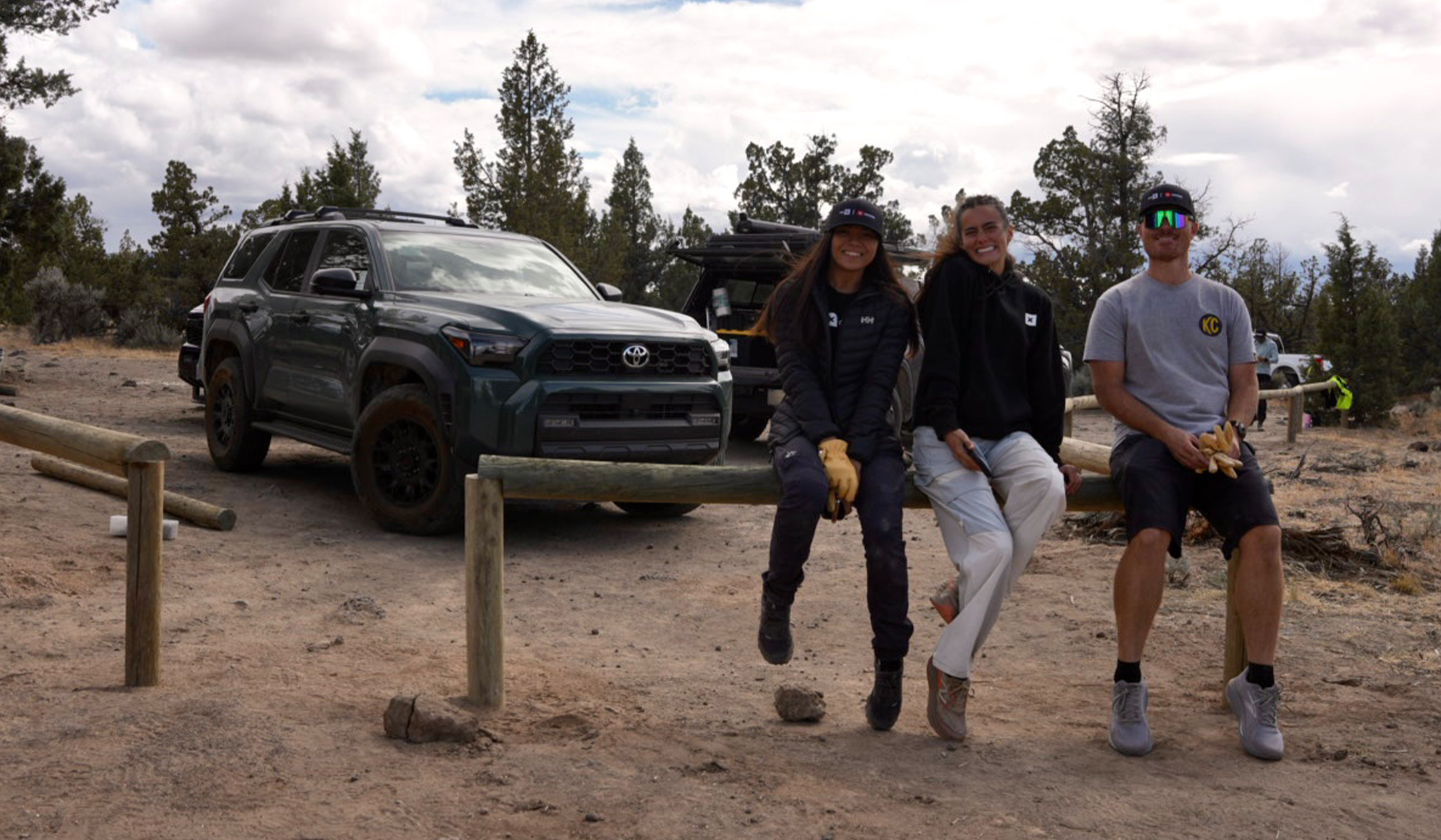 Group of people on a trail with their Toyota 4Runner