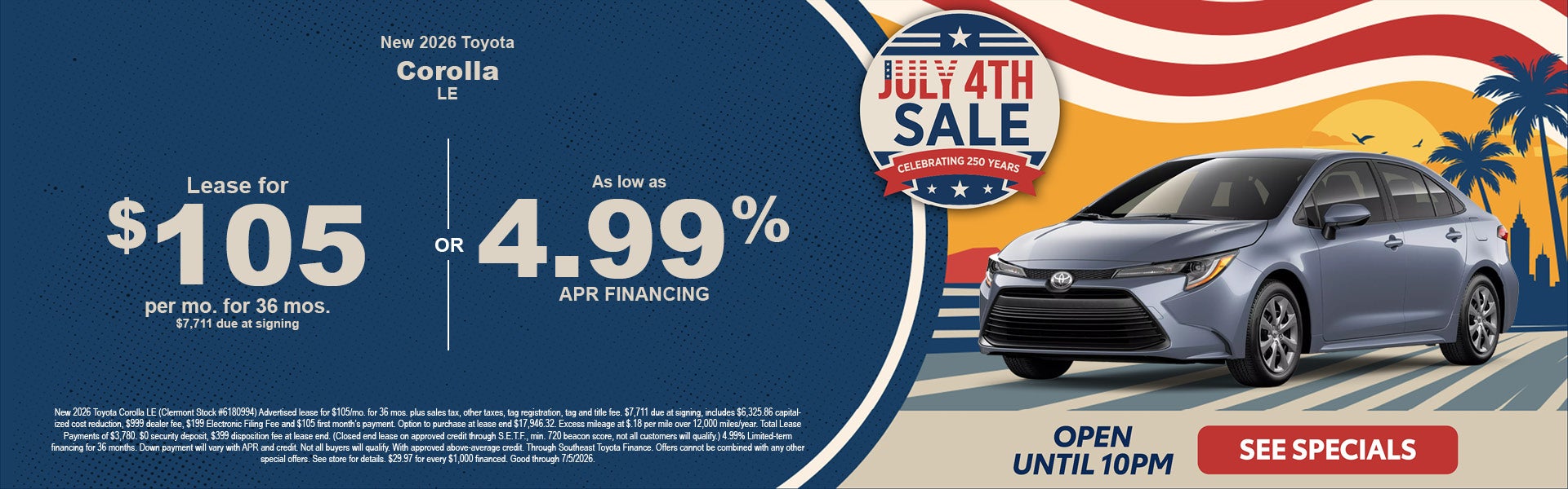 Toyota Corolla holiday deals