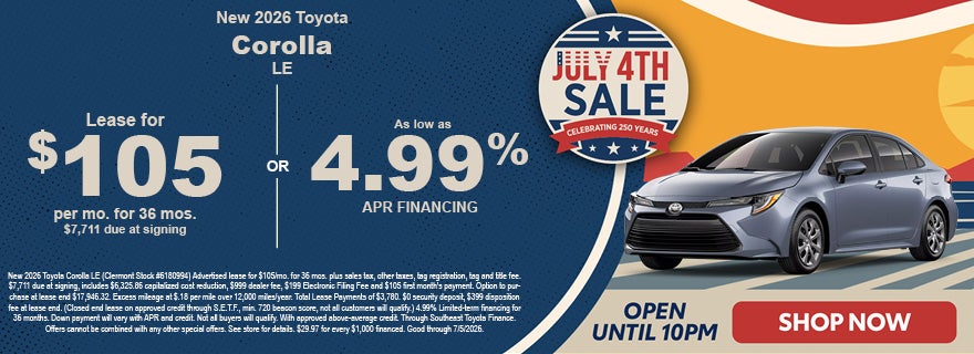 Clermont Toyota Corolla discounts