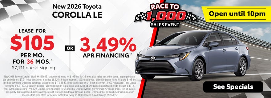 Memorial Day Corolla sale