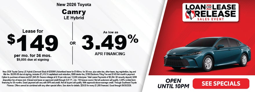 Clermont Toyota Camry specials