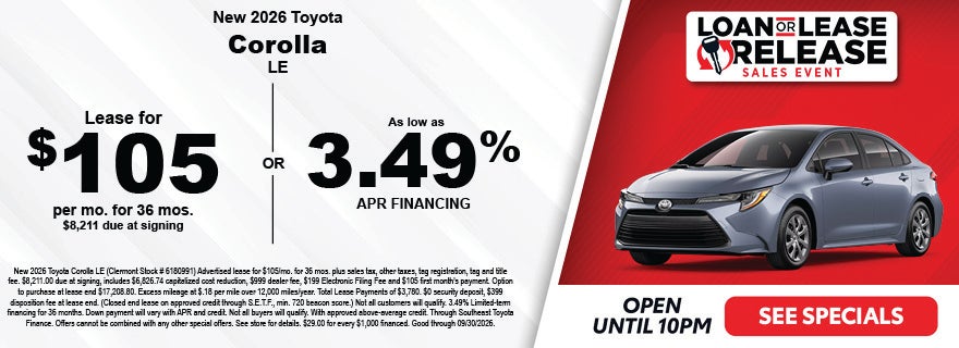 Clermont Toyota Corolla specials